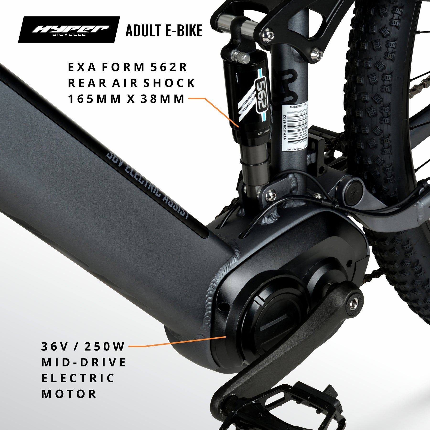 29in Hyper E-Ride Mountain Mid-Drive MTB-DS E-Bike | Hyper Bicycles