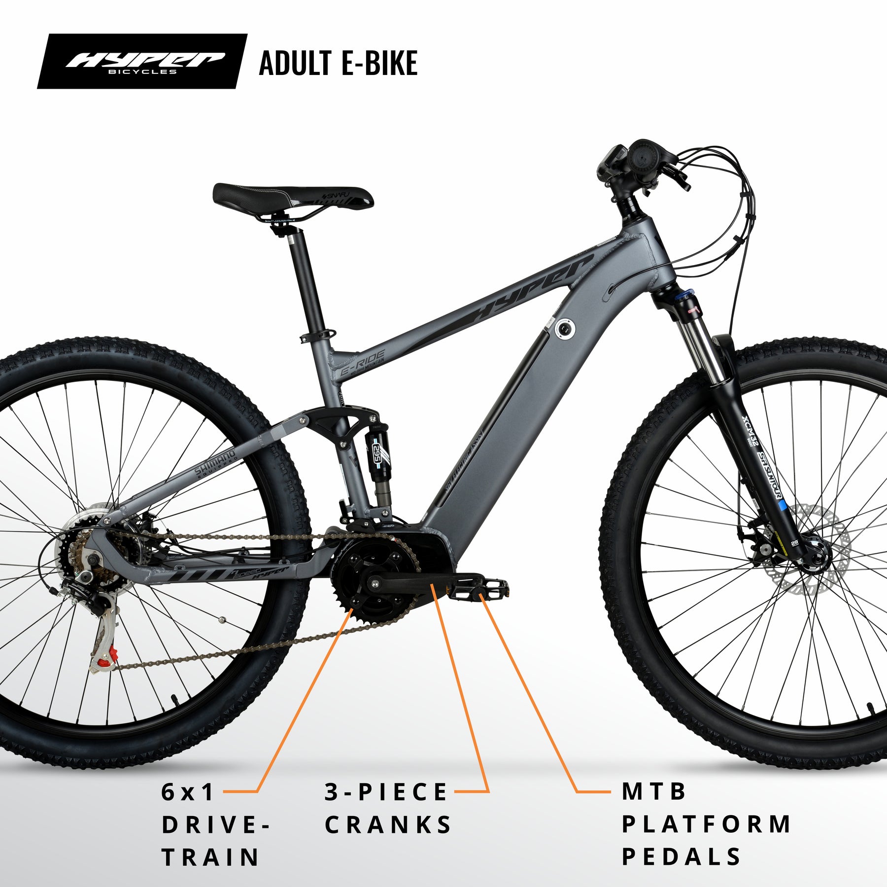 29in Hyper E-Ride Mountain Mid-Drive MTB-DS E-Bike | Hyper Bicycles
