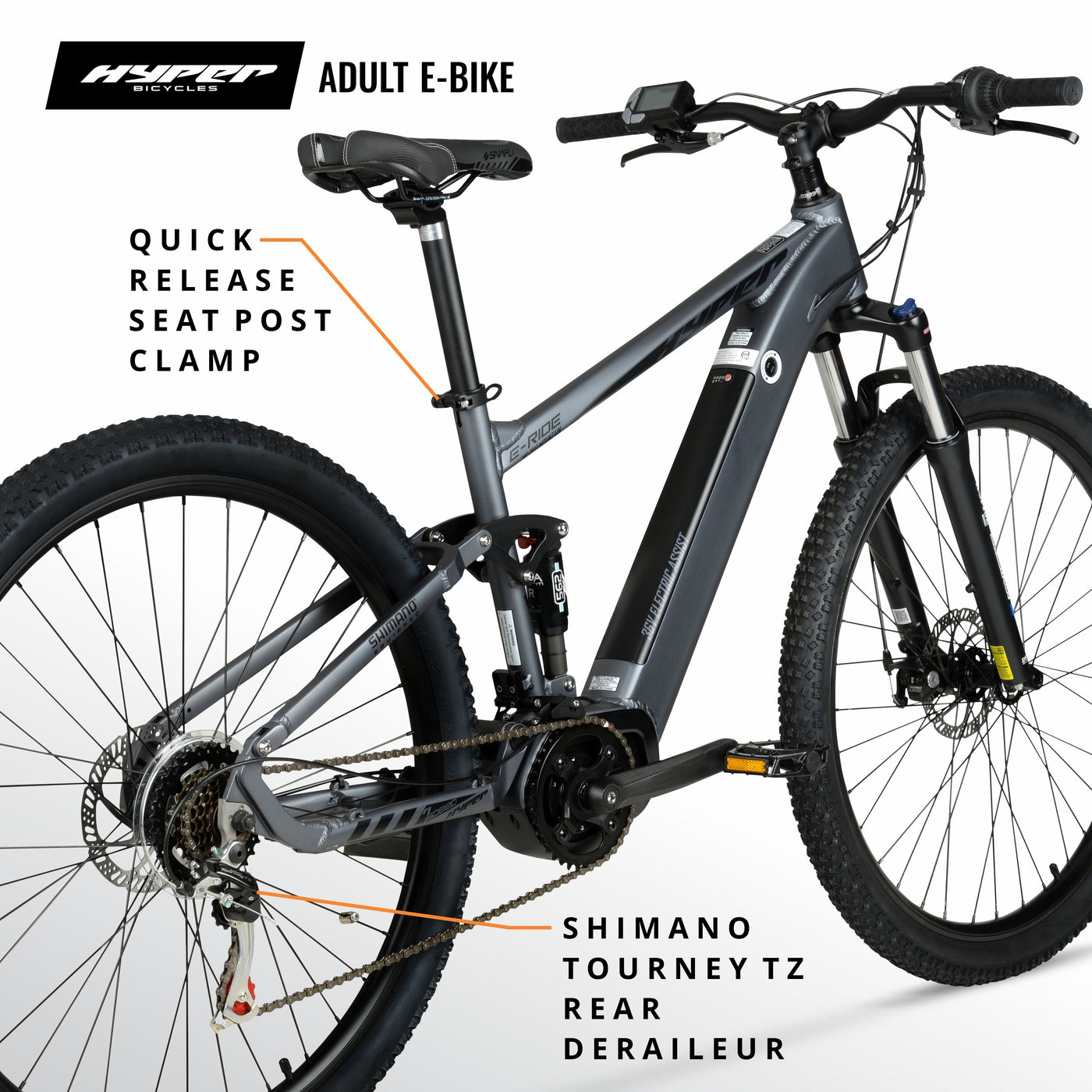29in Hyper E-Ride Mountain Mid-Drive MTB-DS E-Bike | Hyper Bicycles