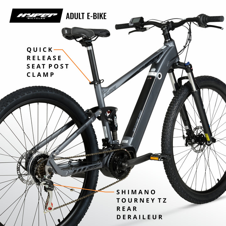 mountain bike electric gears 29in Hyper E-Ride Mountain Mid-Drive MTB-DS E-Bike