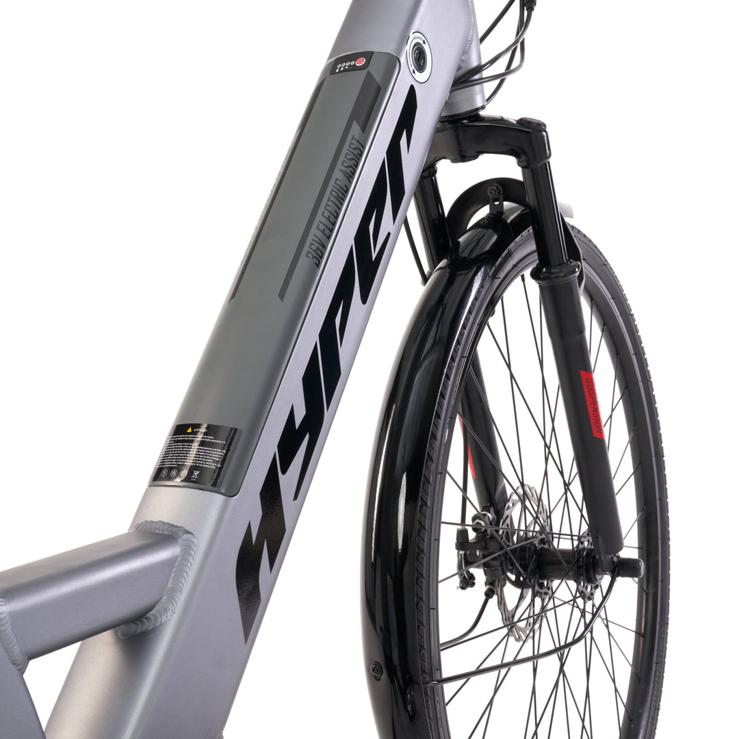 hyper e-ride 36v 700c electric bicycle 700c Hyper E-Ride City Mid-Drive E-Bike Grey