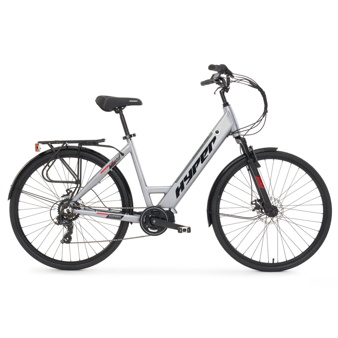 hyper bicycles electric bicycle pedal assist commuter 29in E-Ride Mountain Mid-Drive MTB-DS E-Bike With a rider weight capacity of up to 275 lbs Hyper Bicycles E-Ride Electric Pedal