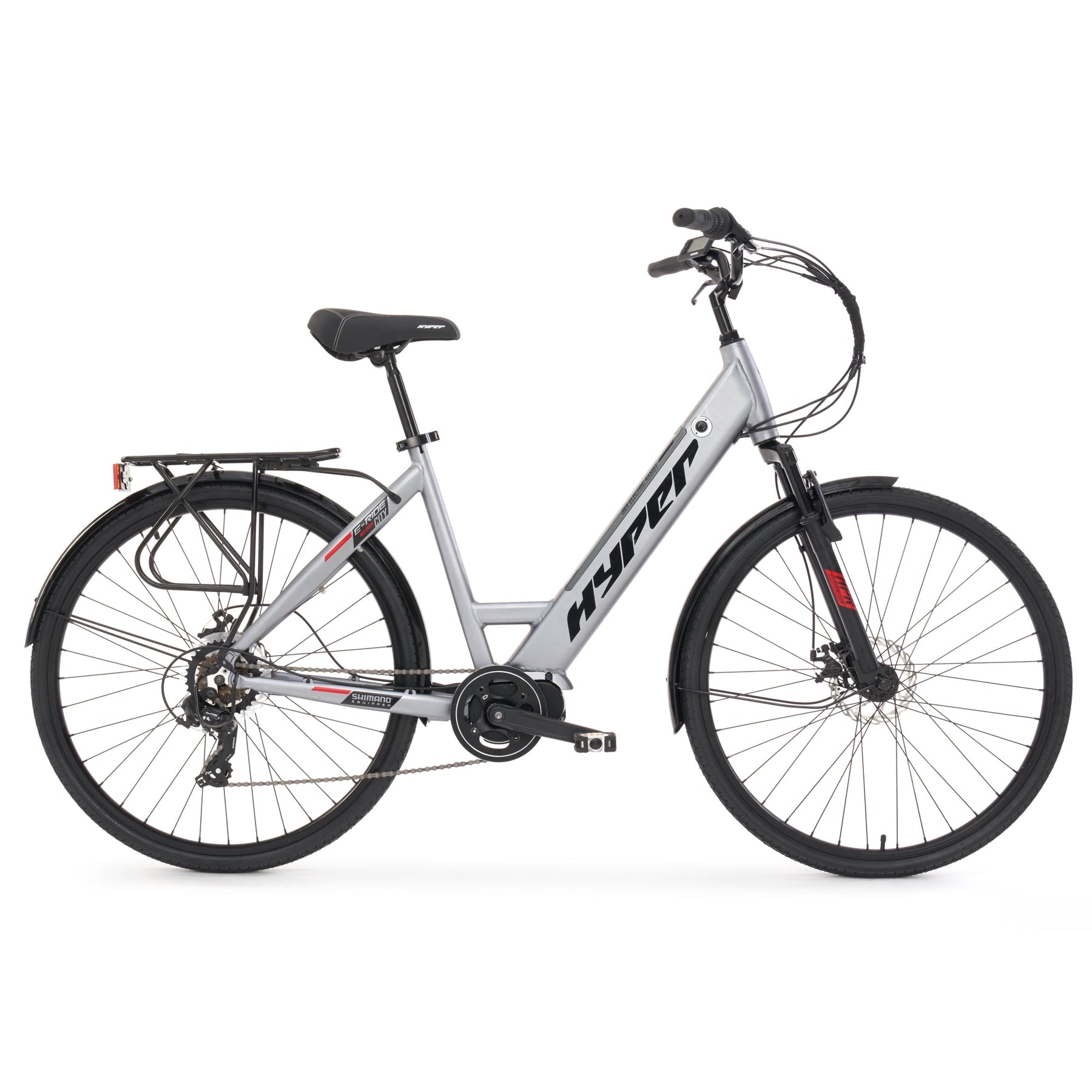 700c Hyper E-Ride City Mid-Drive E-Bike Grey | Hyper Bicycles