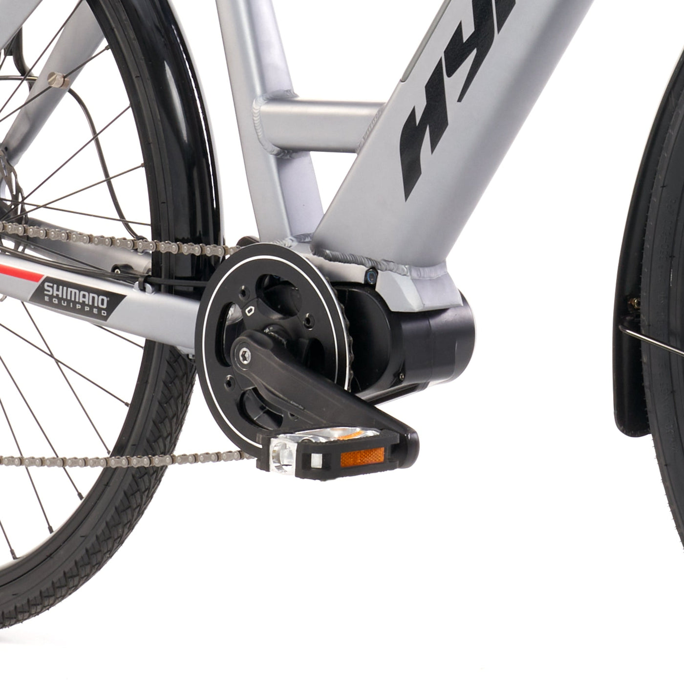 700c Hyper E-Ride City Mid-Drive E-Bike Grey | Hyper Bicycles