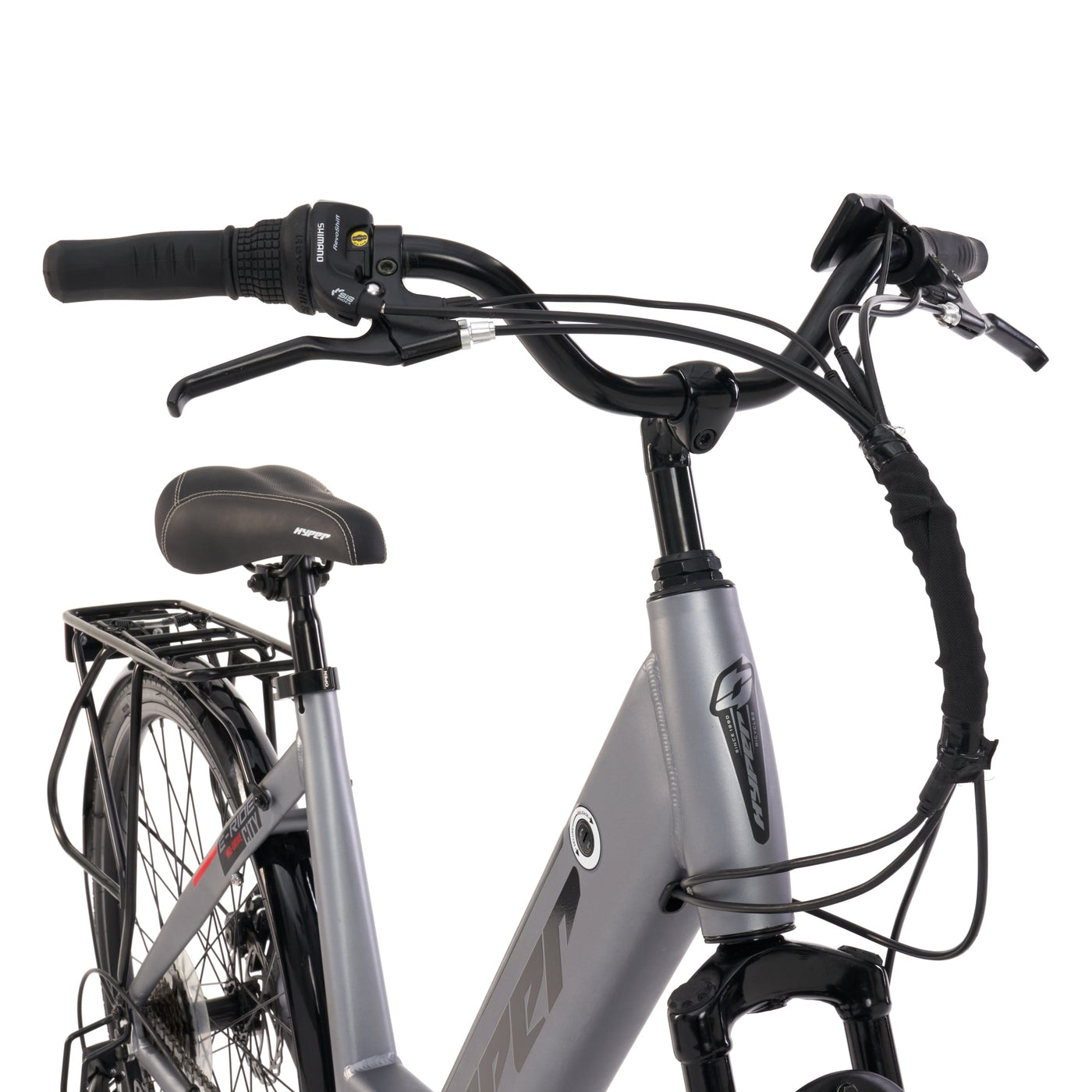 700c Hyper E-Ride City Mid-Drive E-Bike Grey | Hyper Bicycles