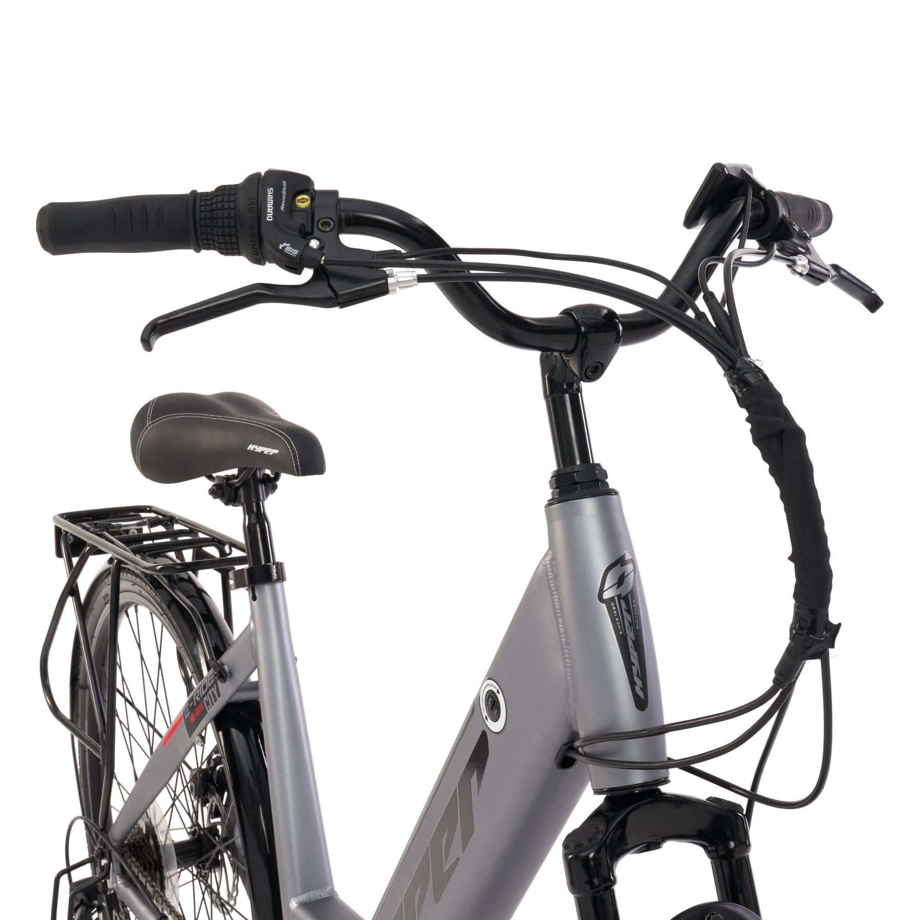 700c Hyper E-Ride City Mid-Drive E-Bike Grey | Hyper Bicycles