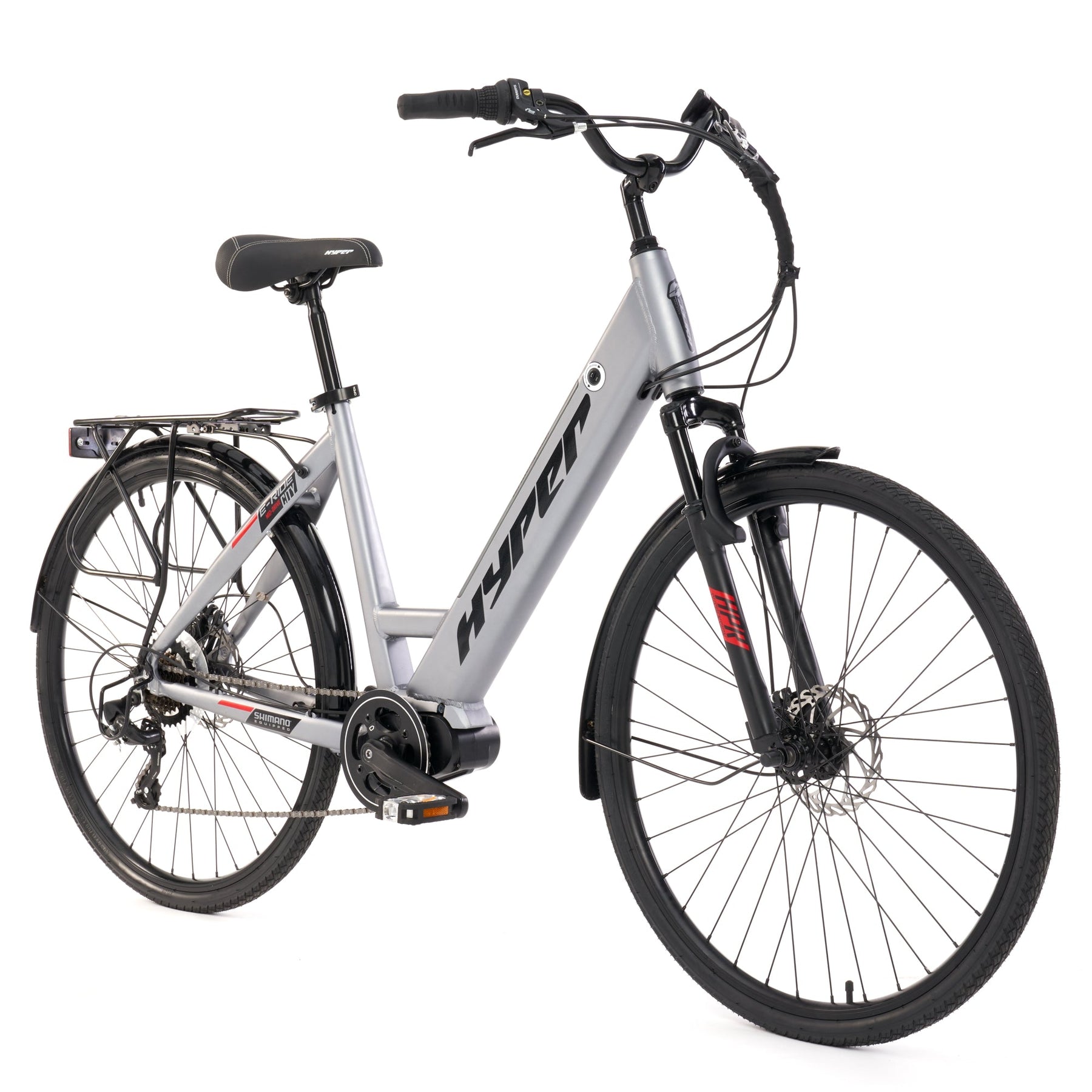 700c Hyper E-Ride City Mid-Drive E-Bike Grey | Hyper Bicycles
