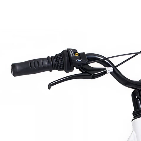 700C WOMENS 36V E-RIDE BIKE - Mid Drive (White) - Gripshifter with shifter cable