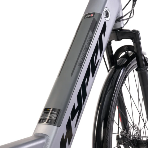 700C WOMENS 36V E-RIDE BIKE - Mid Drive (White) - Battery with Design