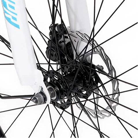 700C WOMENS 36V E-RIDE BIKE - Mid Drive (White) - Front Brake