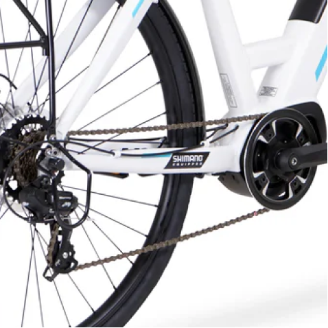700C WOMENS 36V E-RIDE BIKE - Mid Drive (White) - Chain