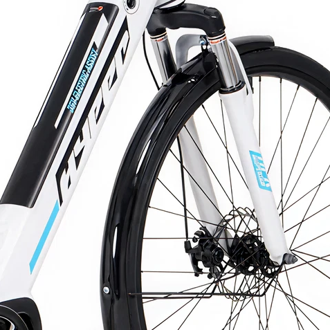 700C Mens 36V E-RIDE BIKE - Mid Drive (Grey) - Front Fender