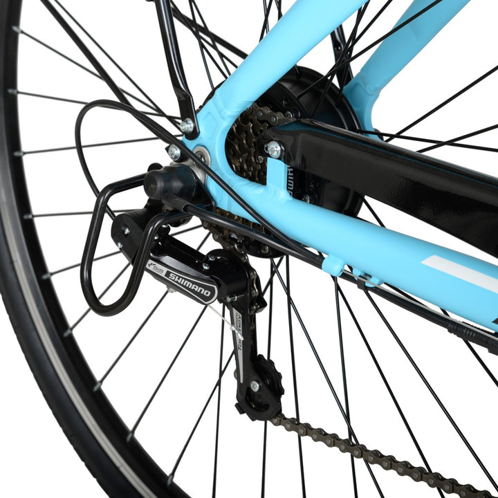 hyper bicycles electric bicycle 700c mid-drive 700c Hyper E-Ride City Electric Bike Blue
