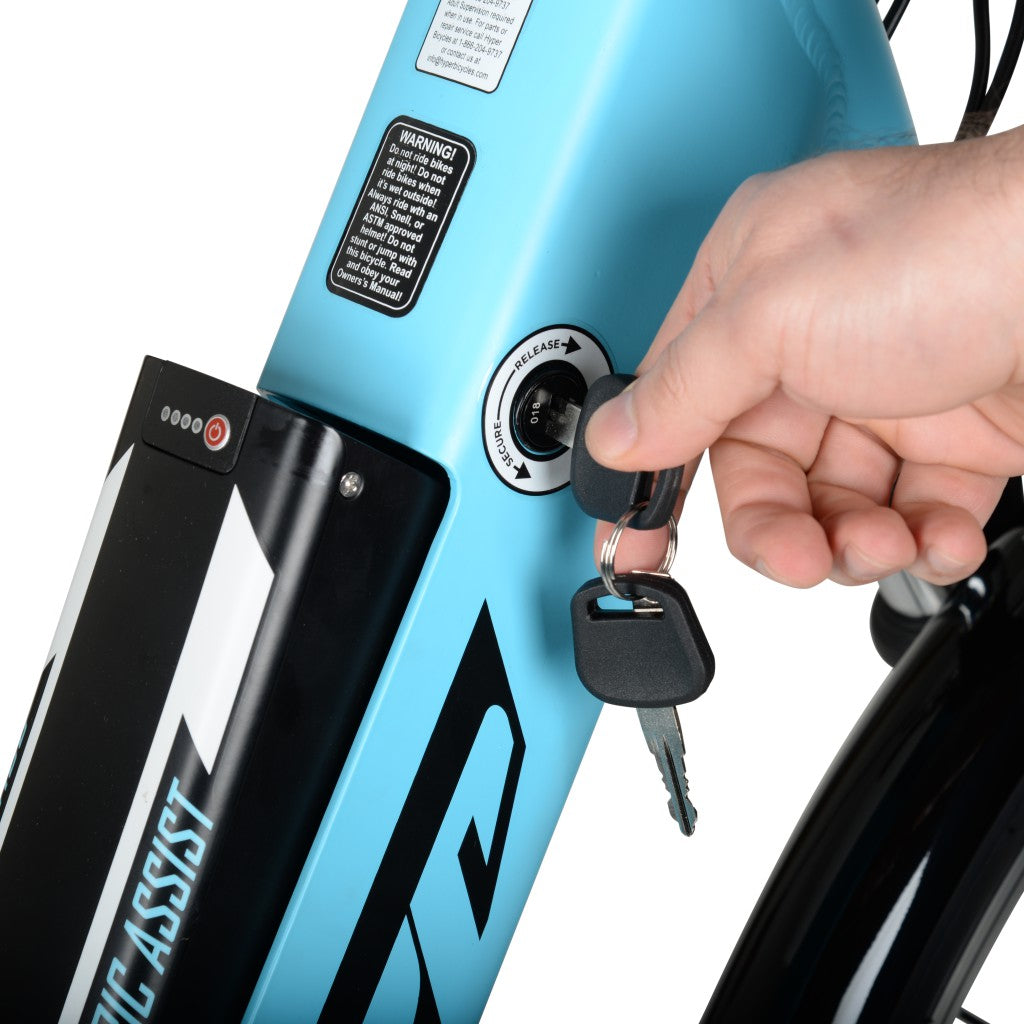 700c Hyper E-Ride City Electric Bike Blue | Hyper Bicycles